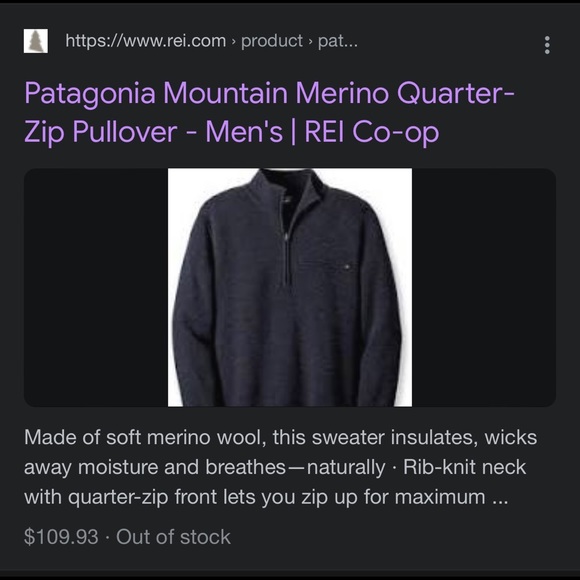 Patagonia merino wool quarter zip pullover - Picture 1 of 3
